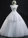 Ball Gown Illusion Tulle Floor-length Wedding Dresses With Appliques Lace #Milly00022629