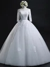 Ball Gown Off-the-shoulder Tulle Floor-length Wedding Dresses With Appliques Lace #Milly00022630