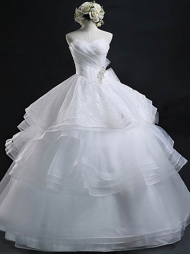 Ball Gown Sweetheart Organza Floor-length Appliques Lace Wholesale Wedding Dresses #Milly00022632