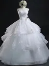 Ball Gown Sweetheart Organza Floor-length Appliques Lace Wholesale Wedding Dresses #Milly00022632