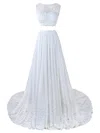 A-line Illusion Lace Sweep Train Wedding Dresses With Appliques Lace #Milly00022635