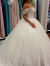 Ball Gown/Princess Off-the-shoulder Tulle Cathedral Train Wedding Dresses With Beading #Milly00022659