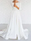 A-line Scoop Neck Satin Sweep Train Wedding Dresses #Milly00022674