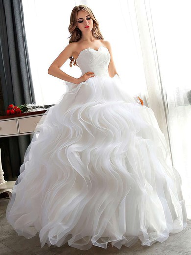Ball Gown Sweetheart Organza Floor-length Cascading Ruffles Different Wedding Dresses #Milly00022681
