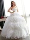Ball Gown Sweetheart Organza Floor-length Wedding Dresses With Cascading Ruffles #Milly00022681