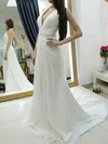 A-line Halter Chiffon Sweep Train Wedding Dresses With Beading #Milly00022684