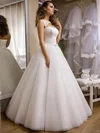 Ball Gown Illusion Tulle Floor-length Wedding Dresses With Appliques Lace #Milly00022690