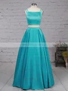 A-line Square Neckline Satin Sweep Train Pockets Prom Dresses #Milly020102754