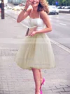 A-line Sweetheart Satin Tulle Knee-length Prom Dresses #Milly020102755