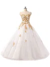Noble Ball Gown Sweetheart Tulle Floor-length Beading White Prom Dress #Milly020102758