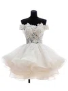 Princess Off-the-shoulder Organza Tulle Short/Mini Appliques Lace Cute Short Prom Dresses #Milly020102801