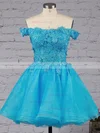 Princess Off-the-shoulder Organza Tulle Short/Mini Appliques Lace Cute Prom Dresses #Milly020102801