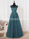 Princess Scoop Neck Tulle Floor-length Appliques Lace Prom Dresses #Milly020102804