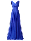 Simple A-line V-neck Chiffon Sequined Floor-length Ruffles Backless Prom Dresses #Milly020102806