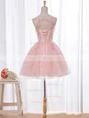 A-line Scoop Neck Lace Tulle Short/Mini Beading Pretty Prom Dresses #Milly020102854