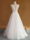 Ball Gown V-neck Tulle Sweep Train Wedding Dresses With Appliques Lace #Milly00022707