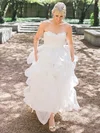 A-line Sweetheart Organza Sweep Train Appliques Lace Beautiful Wedding Dresses #Milly00022709