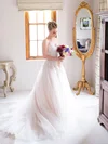A-line Sweetheart Tulle Court Train Appliques Lace Elegant Wedding Dresses #Milly00022722