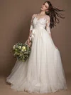 Ball Gown Illusion Tulle Floor-length Wedding Dresses With Appliques Lace #Milly00022723