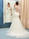 Online Trumpet/Mermaid Scoop Neck Tulle Sweep Train Appliques Lace Long Sleeve Wedding Dresses #Milly00022732