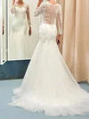 Trumpet/Mermaid Illusion Tulle Sweep Train Wedding Dresses With Appliques Lace #Milly00022732