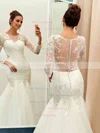 Online Trumpet/Mermaid Scoop Neck Tulle Sweep Train Appliques Lace Long Sleeve Wedding Dresses #Milly00022732