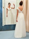 Ball Gown V-neck Tulle Floor-length Wedding Dresses With Appliques Lace #Milly00022734