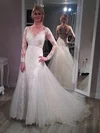 Trumpet/Mermaid Illusion Tulle Court Train Wedding Dresses With Appliques Lace #Milly00022761