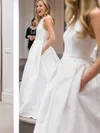 Ball Gown/Princess Scoop Neck Satin Sweep Train Wedding Dresses With Pockets #Milly00022767