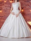 Ball Gown/Princess Illusion Lace Satin Floor-length Wedding Dresses With Sashes / Ribbons #Milly00022784