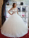 Ball Gown Illusion Tulle Floor-length Wedding Dresses With Appliques Lace #Milly00022795