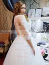 Ball Gown Scoop Neck Tulle Floor-length Appliques Lace 1/2 Sleeve Graceful Wedding Dresses #Milly00022795