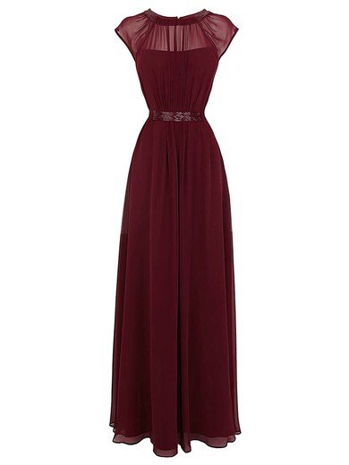 Wholesale A-line Scoop Neck Chiffon Floor-length Sashes / Ribbons Prom Dresses #Milly020102884