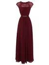 Wholesale A-line Scoop Neck Chiffon Floor-length Sashes / Ribbons Prom Dresses #Milly020102884