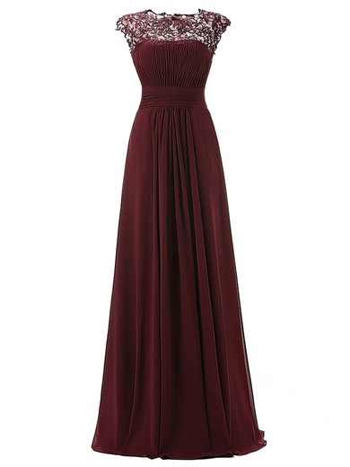 Empire Scoop Neck Chiffon Floor-length Appliques Lace Promotion Prom Dresses #Milly020102885