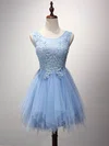 Cute A-line Scoop Neck Tulle Short/Mini Pearl Detailing Short Prom Dresses #Milly020102909