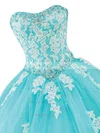 Ball Gown Strapless Tulle Sweep Train Appliques Lace Elegant Quinceanera Dresses #Milly02072538