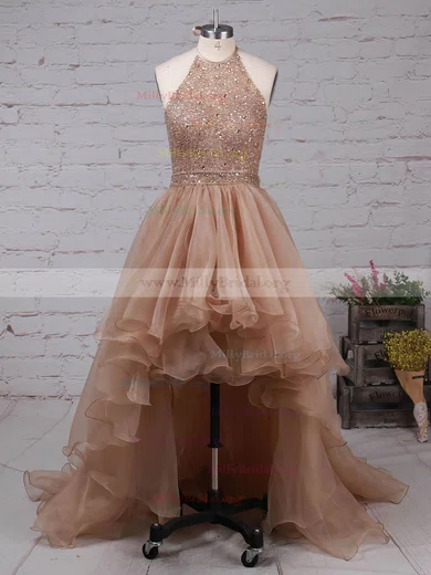 Rose gold high low prom clearance dress