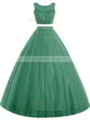 Ball Gown Scoop Neck Tulle Floor-length Crystal Detailing Two Piece Open Back Original Prom Dresses #Milly020102964