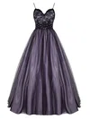 Princess V-neck Lace Tulle Floor-length Sequins Backless Popular Prom Dresses #Milly020102994