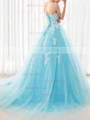 Ball Gown Sweetheart Tulle Sweep Train Appliques Lace Lace-up Beautiful Prom Dresses #Milly020103029