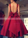 Ball Gown Square Neckline Satin Tea-length Bow Prom Dresses #Milly020103061