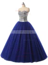 Fashion Ball Gown Sweetheart Tulle Sequined Floor-length Crystal Detailing Black Prom Dresses #Milly020103062