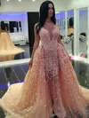 Ball Gown Scoop Neck Tulle Detachable Appliques Lace New Arrival Prom Dresses #Milly020103069