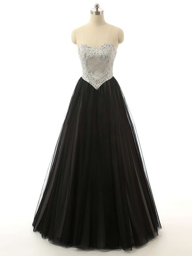 Ball Gown Sweetheart Tulle Floor-length Beading Prom Dresses #Milly020103084
