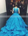 Ball Gown Scoop Neck Tulle Court Train Appliques Lace Glamorous Prom Dresses #Milly020103087