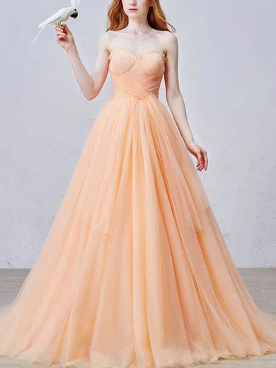 Ball Gown Sweetheart Tulle Sweep Train Ruffles Lace-up New Style Prom Dresses #Milly020103103