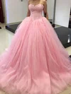 Boutique Ball Gown Sweetheart Tulle Sweep Train Appliques Lace Pink Prom Dresses #Milly020103114