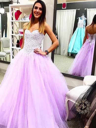 Fabulous Ball Gown Sweetheart Tulle Floor-length Pearl Detailing Prom Dresses #Milly020103117