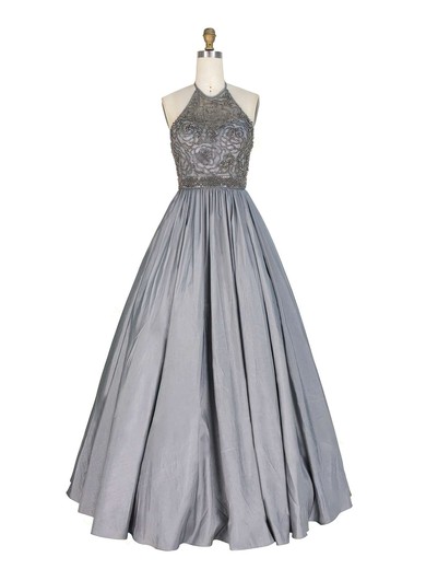 Ball Gown Halter Taffeta Floor-length Beading Prom Dresses #Milly020103120